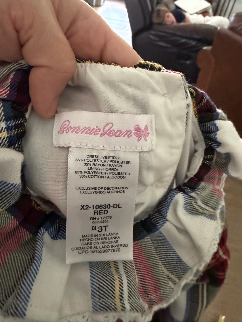 Vintage Bonnie Jean Red, Blue, White Plaid Dress 3t - Picture 6 of 6